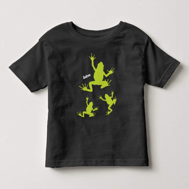 Camiseta De Bebé Rana verde y negra (Anverso)
