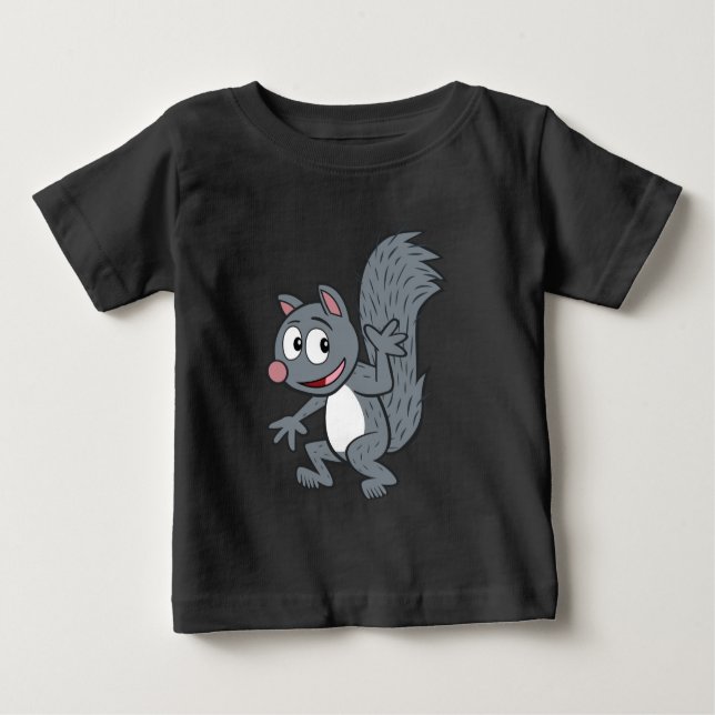 Camiseta De Bebé Ranger Rick | Gray Squirrel Waving (Anverso)
