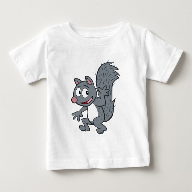 Camiseta De Bebé Ranger Rick | Gray Squirrel Waving (Anverso)