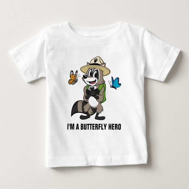 Camiseta De Bebé Ranger Rick | Héroe de la mariposa - Rótulo de la  (Anverso)
