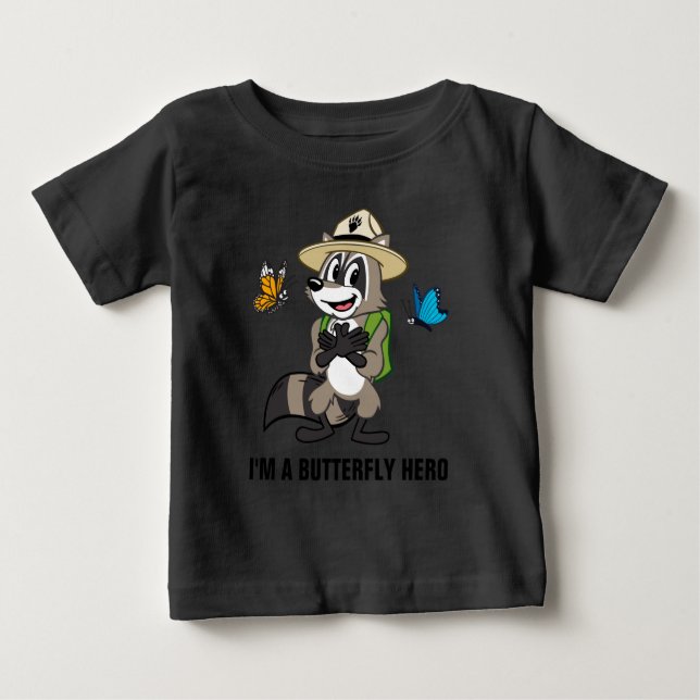 Camiseta De Bebé Ranger Rick | Héroe de mariposa - Rótulo de maripo (Anverso)