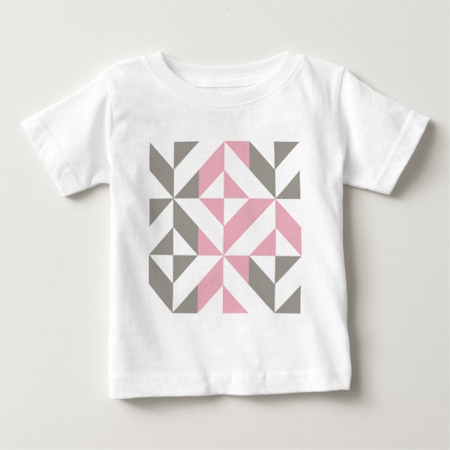 Camiseta De Bebé Raspberry rosa y ZigZag geométrico plateado (Anverso)