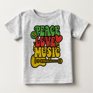 Camiseta De Bebé Rasta Peace-Love-Music