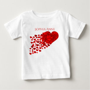 Camiseta De Bebé Rastro de los corazones del confeti personalizados