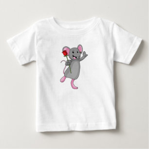 Camiseta De Bebé Rata con flor de rosa