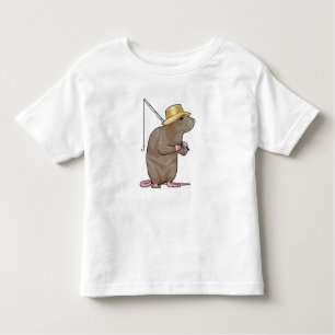 Camiseta De Bebé Rata en la pesca con barra de pesca