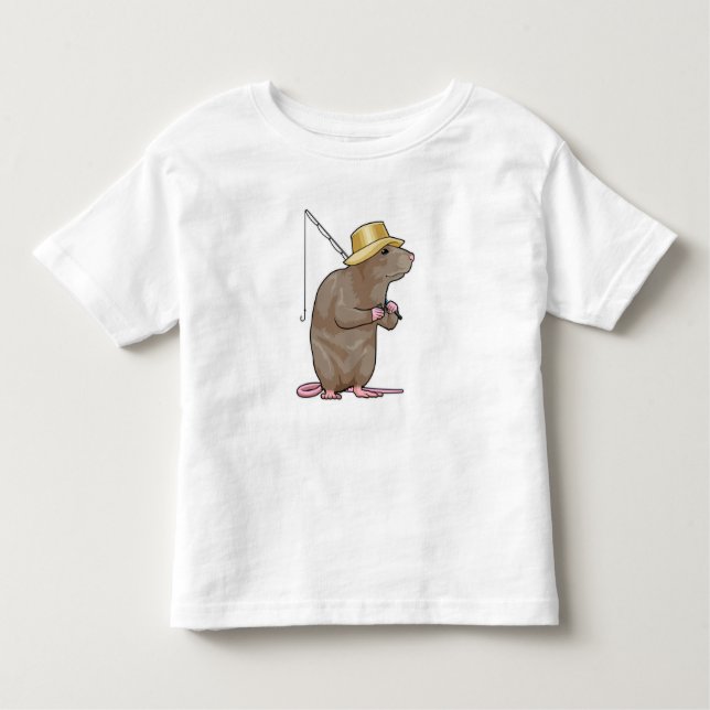 Camiseta De Bebé Rata en la pesca con barra de pesca (Anverso)