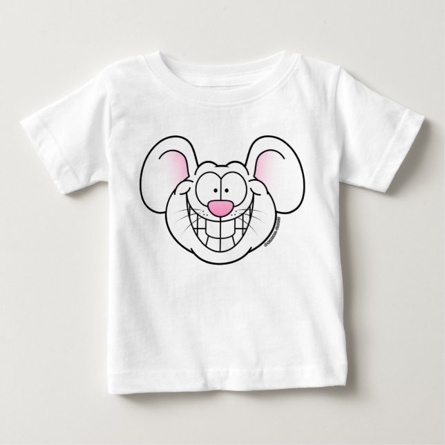 Camiseta De Bebé Ratón Blanco Sonriente (Anverso)