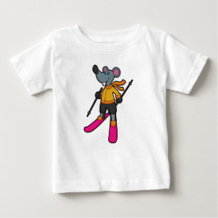 Camiseta De Bebé Ratón como esquiador con esquí