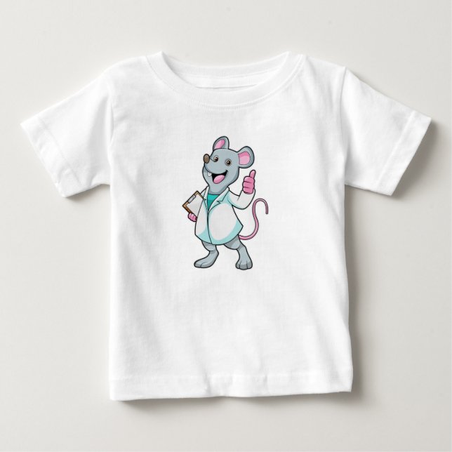 Camiseta De Bebé Ratón como Médica con abrigo de Médica (Anverso)