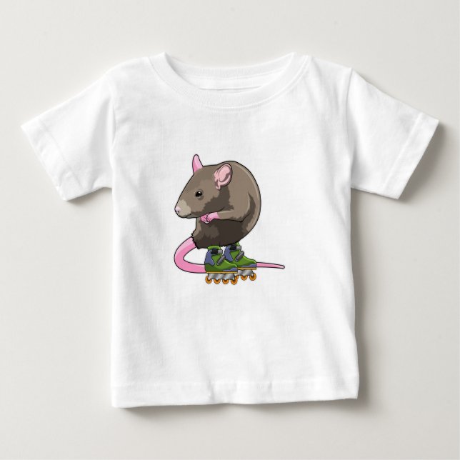 Camiseta De Bebé Ratón como patinador en línea con patines en línea (Anverso)