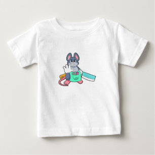 Camiseta De Bebé Ratón como peluquero con tijeras y comb