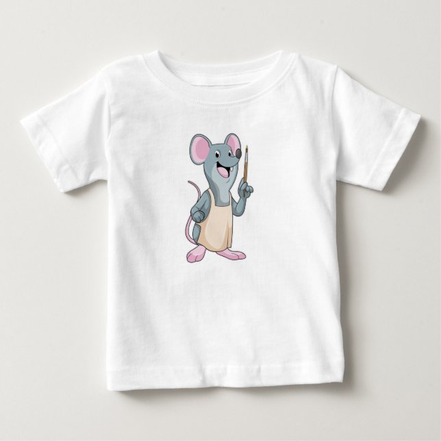 Camiseta De Bebé Ratón como pintador con pincel de pintura (Anverso)