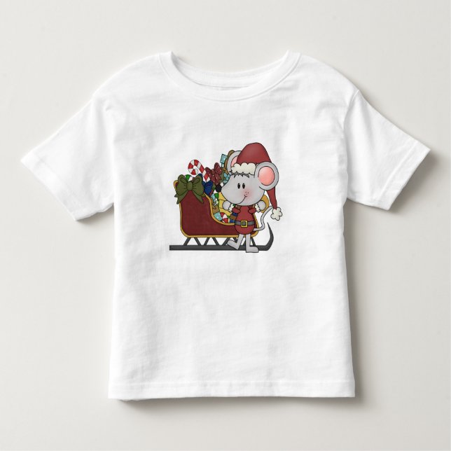 Camiseta De Bebé Ratón de Santa con el trineo (Anverso)