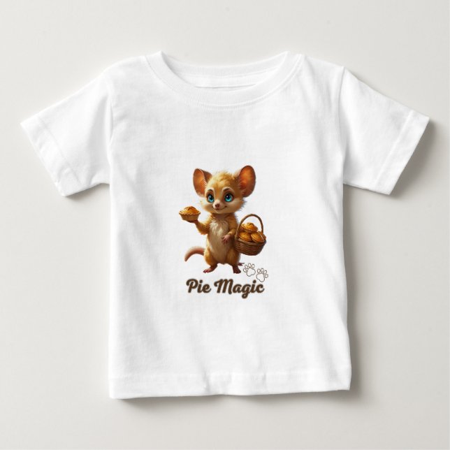 Camiseta De Bebé Ratón del bosque lindo con tartas (Anverso)