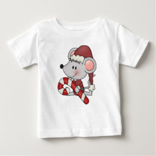Camiseta De Bebé Ratón del navidad con el bastón de caramelo