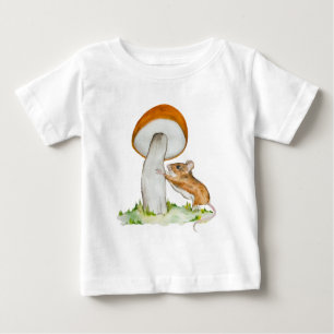 Camiseta De Bebé Ratón divertido con hongos salvajes