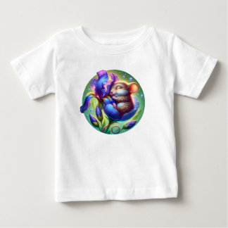 Camiseta De Bebé Ratón Durmiendo en Flor Animalito Bebé Adorable