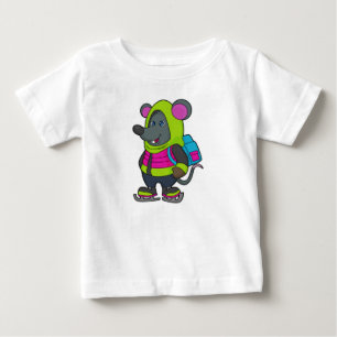 Camiseta De Bebé Ratón en patinaje sobre hielo con patines de hielo