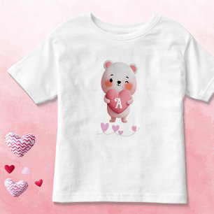 Camiseta De Bebé Ratón Kawaii con Corazones de Monograma