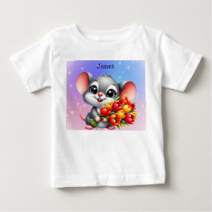 Camiseta de bebé Ratón Lindo de Janet con Tulipane