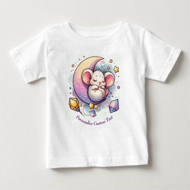 Camiseta De Bebé Ratón personalizado y personalizado durmiendo en m (Anverso)