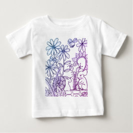 Camiseta De Bebé Ratón y caracol con flores de fantasía 