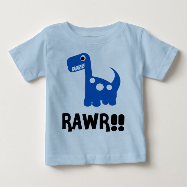 Camiseta De Bebé Rawr Dino Blue (Anverso)