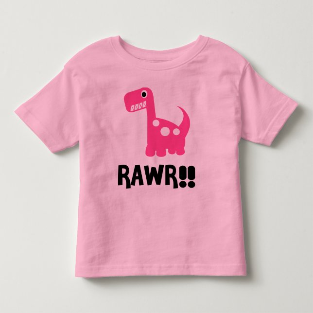 Camiseta De Bebé Rawr Dino Pink (Anverso)