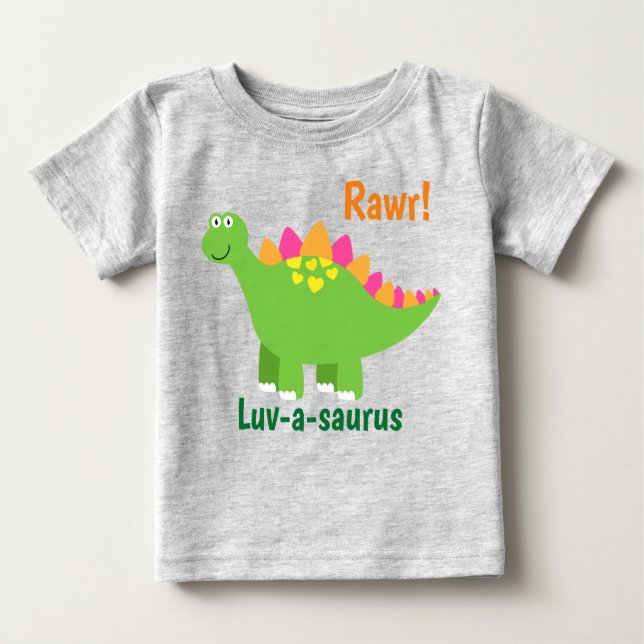 Camiseta De Bebé ¡Rawr! Luv-a-saurus baby boy dinosaurio verde (Anverso)