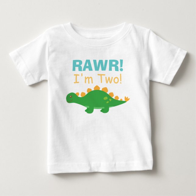 Camiseta De Bebé Rawr, soy dos, dinosaurio lindo para bebés (Anverso)