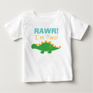Camiseta De Bebé Rawr, soy dos, dinosaurio lindo para los bebés