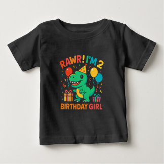 Camiseta De Bebé Rawr, tengo 2 Chicas de cumpleaños de dinosaurio