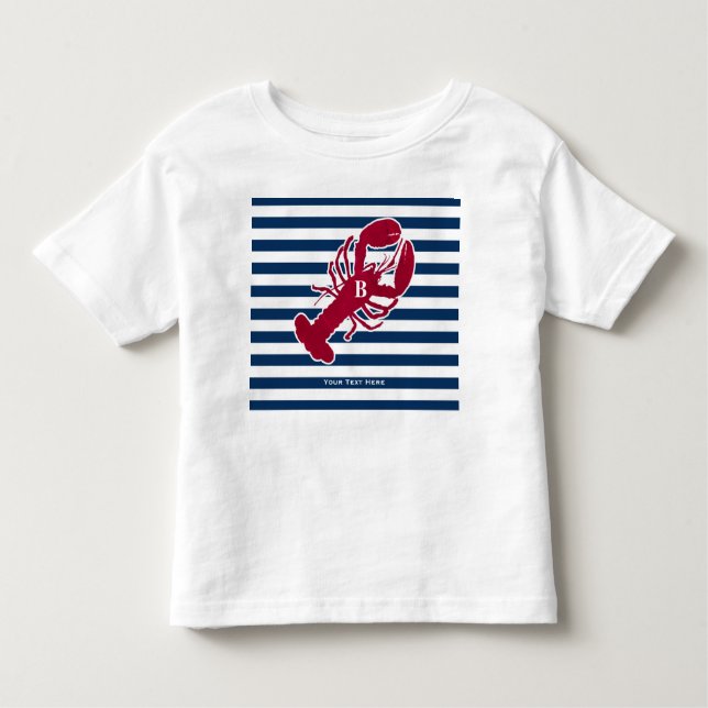 Camiseta De Bebé Raya blanca azul del monograma rojo náutico de la (Anverso)
