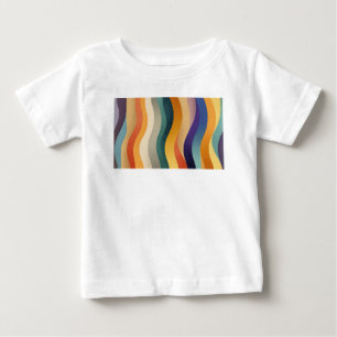 Camiseta De Bebé Rayas Onduladas Retro Patrón Abstracto