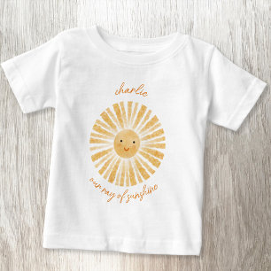 Camiseta De Bebé Rayo de Sol Acuarela Personalizada
