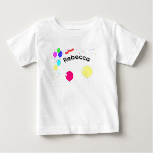 Camiseta De Bebé "Rebecca" Nombre de Niña Con Globos,