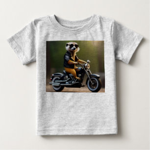 Camiseta De Bebé Rebel Meerkat: Pañuelos, gafas de sol y moto
