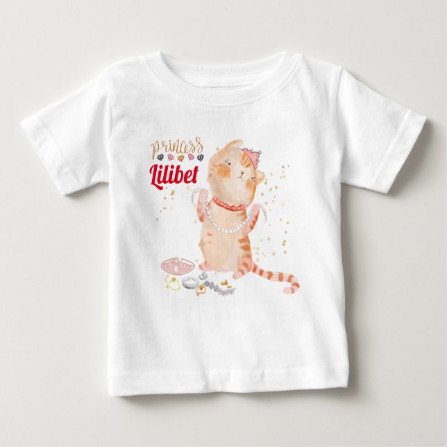 Camiseta De Bebé Recién nacido Princesa Lilibet Cute Kitten Nombrad (Anverso)