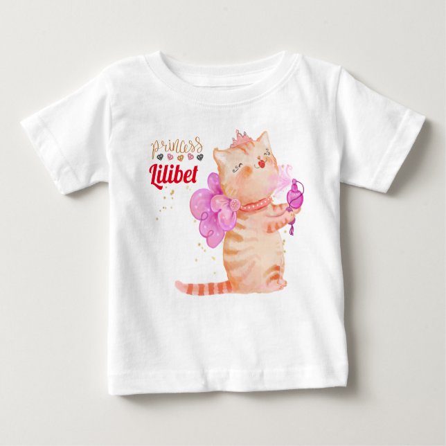 Camiseta De Bebé Recién nacido Princesa Lilibet Cute Kitten Nombrad (Anverso)