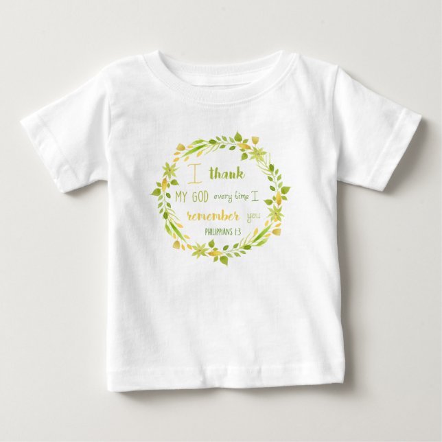 Camiseta De Bebé Recuerde la Biblia Verse Philippians 1 3 (Anverso)