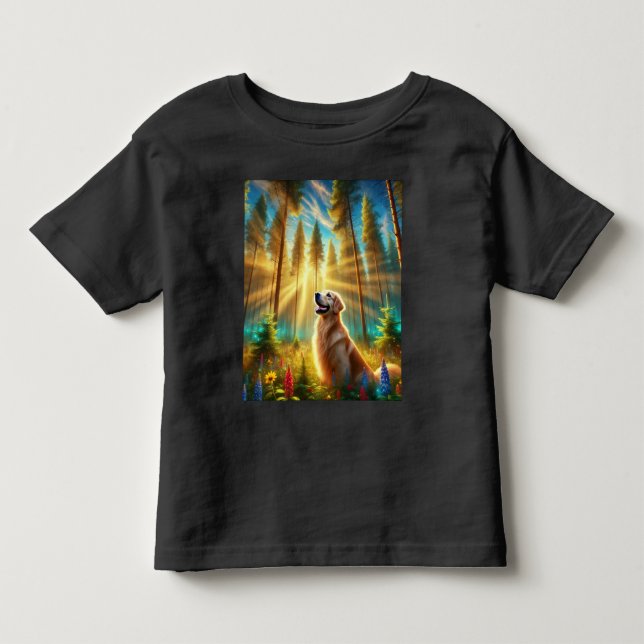 Camiseta De Bebé Recuperador de oro en un bosque encantado (Anverso)