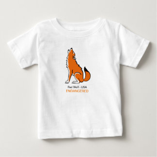Camiseta De Bebé Red Cute WOLF - Animales en peligro de extinción -