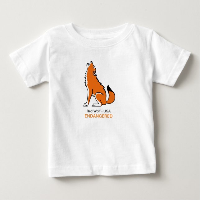 Camiseta De Bebé Red Cute WOLF - Animales en peligro de extinción - (Anverso)