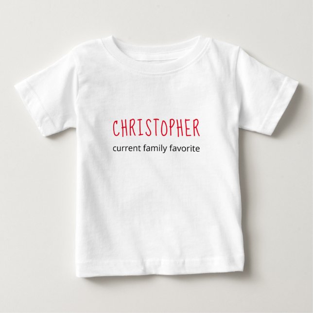 Camiseta De Bebé Red favorita de la familia actual personalizada y  (Anverso)