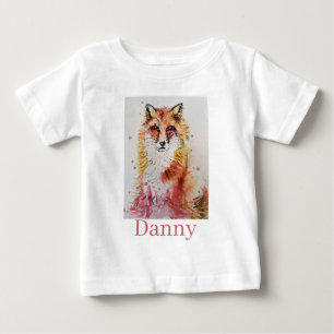 Camiseta De Bebé Red Fox Watercolor Primer Cumpleaños Niños Bebés T