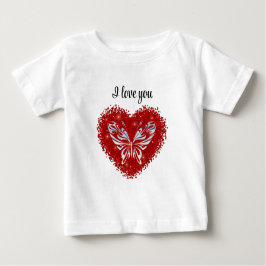 Camiseta De Bebé Red heart glitter butterfly