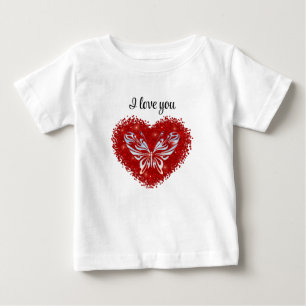 Camiseta De Bebé Red heart glitter butterfly