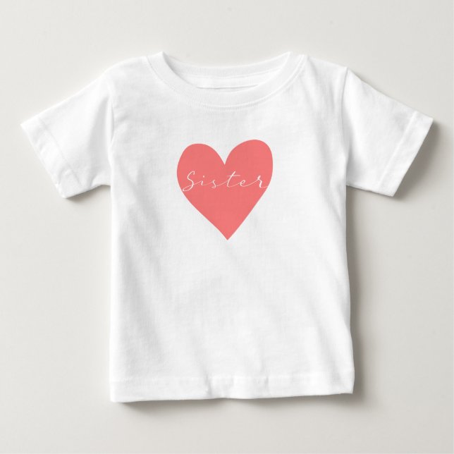 Camiseta De Bebé Red heart with text Sister (Anverso)
