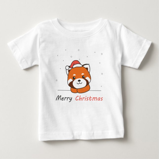 Camiseta De Bebé Red Panda Christmas Snow Winter Animals Pandas (Anverso)
